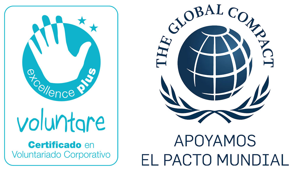 Adhesión al Pacto Mundial de la ONU, que vela por los derechos humanos y laborales y promueve la sostenibilidad y la lucha contra la corrupción.  Nos hacemos socios de Voluntare, red internacional de promoción del voluntariado corporativo.